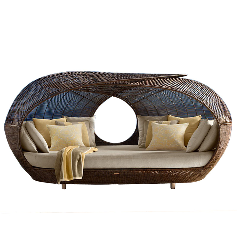 Outdoor Daybed Furniture - kv-Outdoor Lettino da Giardino in Rattan