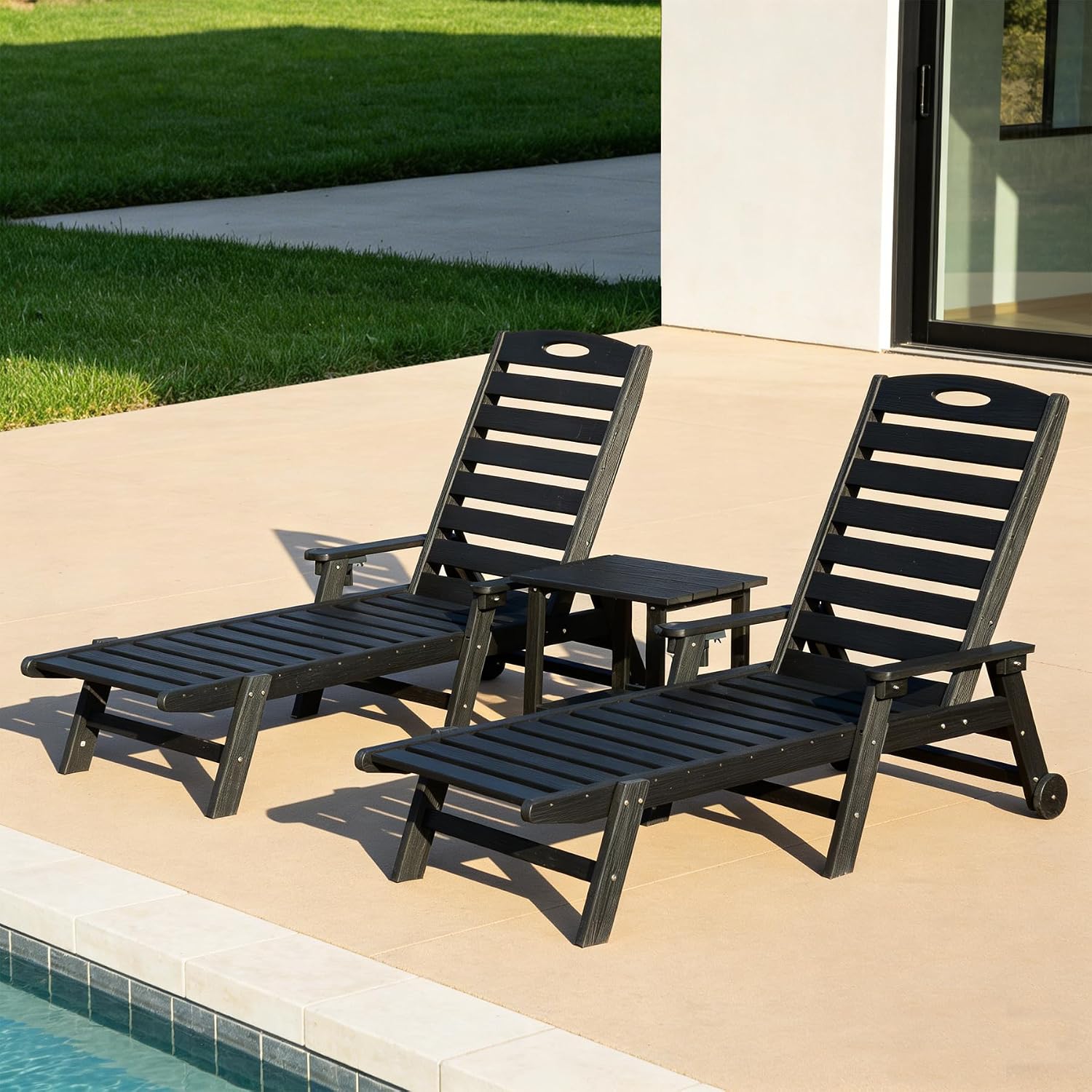 Outdoor Furniture Hdpe - Set di 2 sedie a sdraio