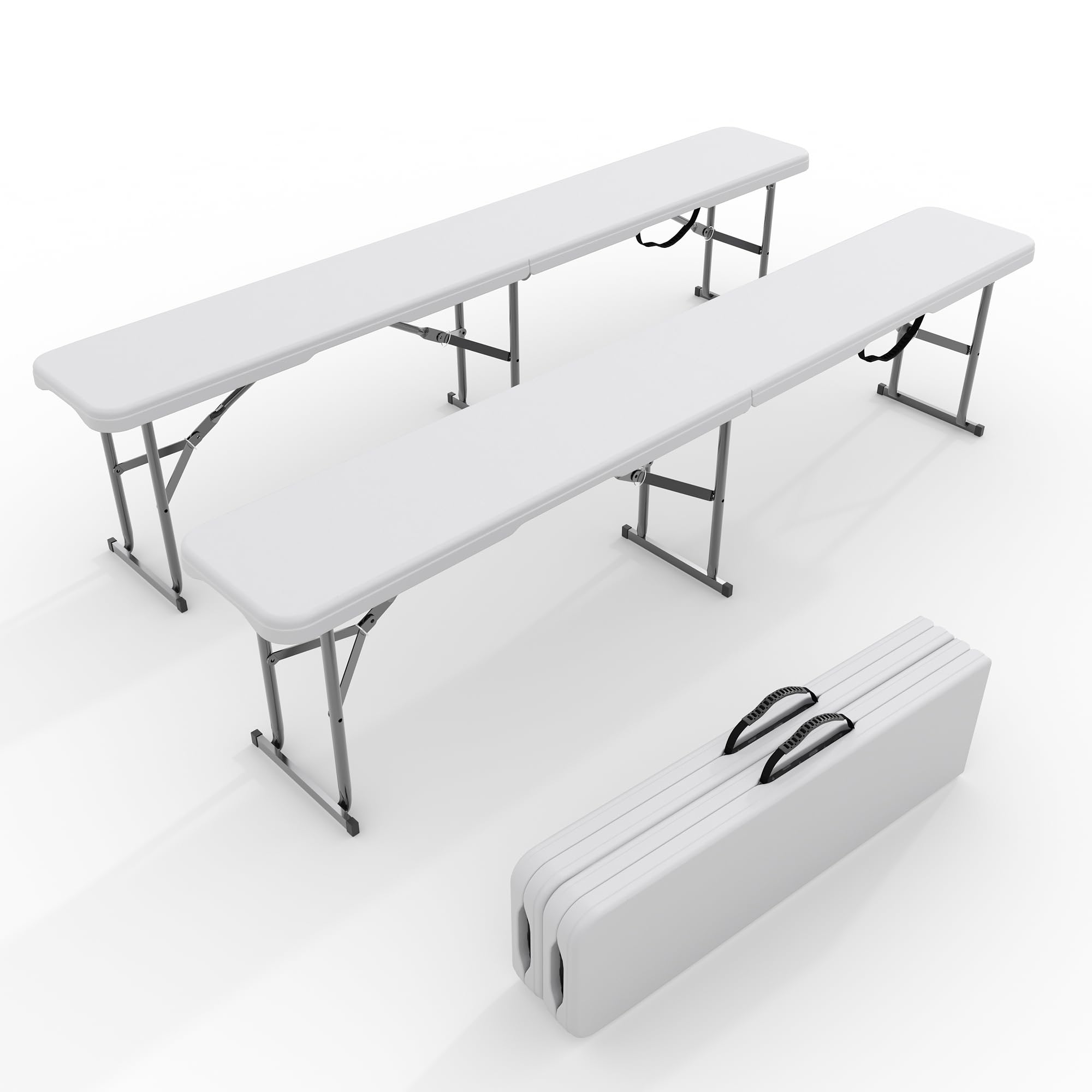 Outdoor Furniture Hdpe - Set di 2 panche pieghevoli da