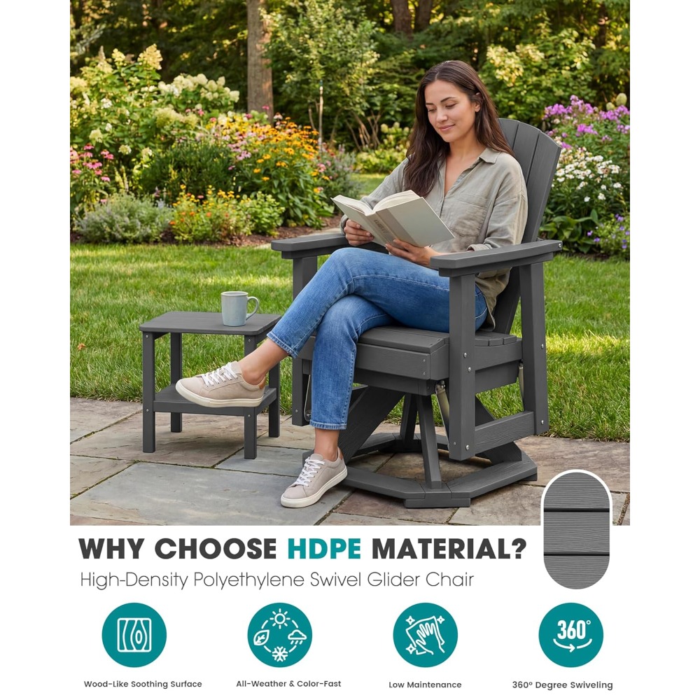 Outdoor Furniture Hdpe - Sedia a dondolo girevole Adirondack, set