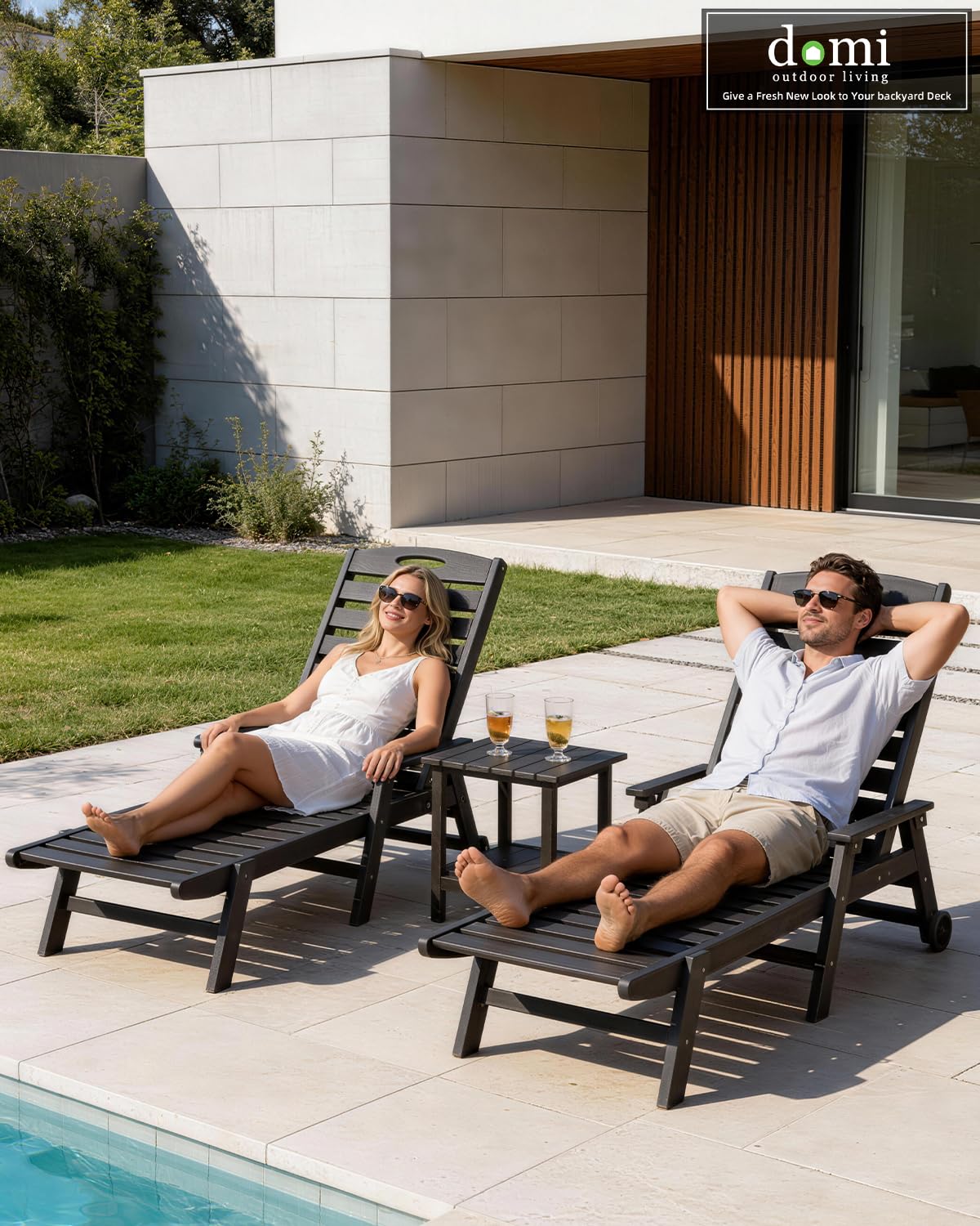 Set di 2 sedie a sdraio da est - Outdoor Furniture Hdpe recensione e prezzo