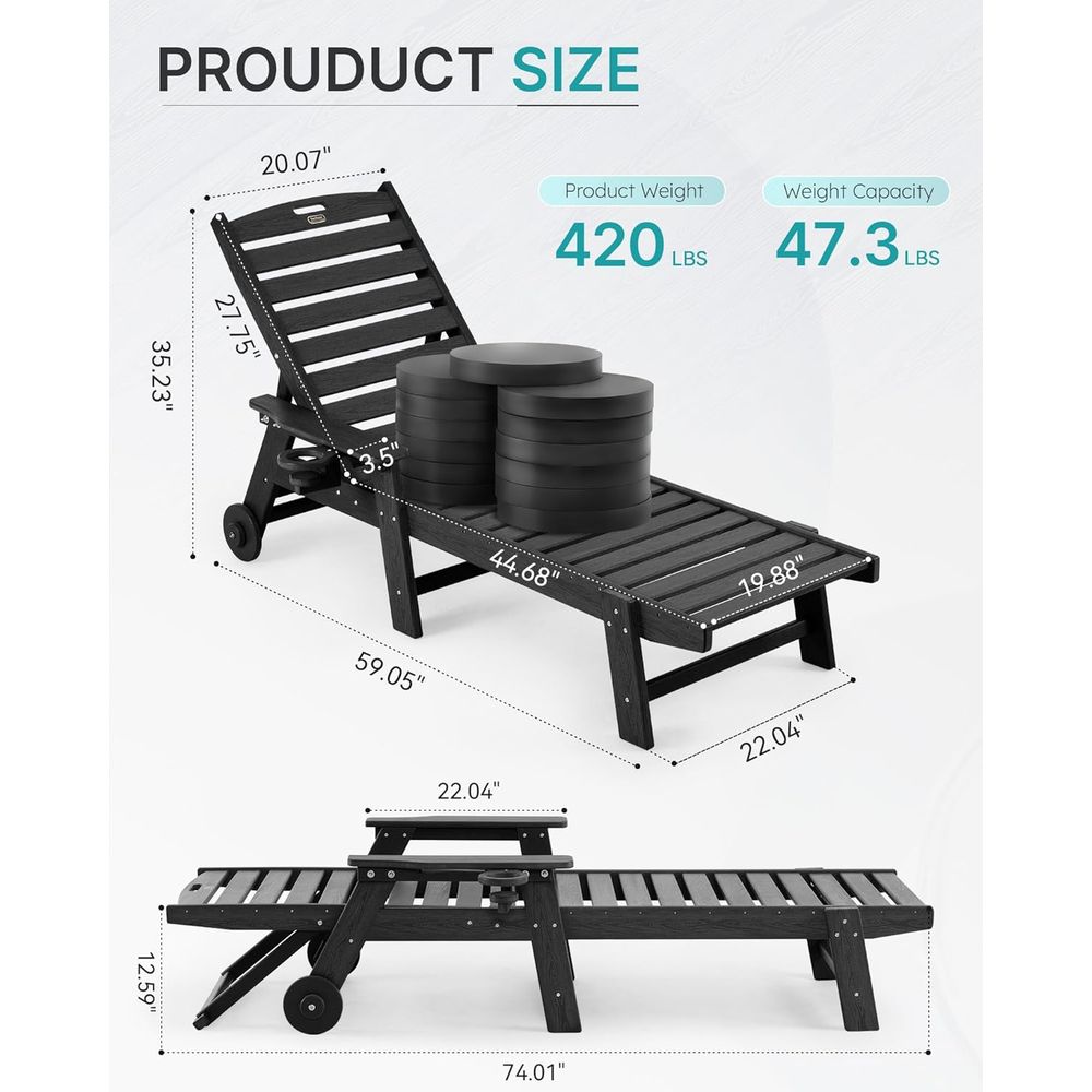 Sdraio da Esterno con Ruote, S - Outdoor Furniture Hdpe recensione e prezzo